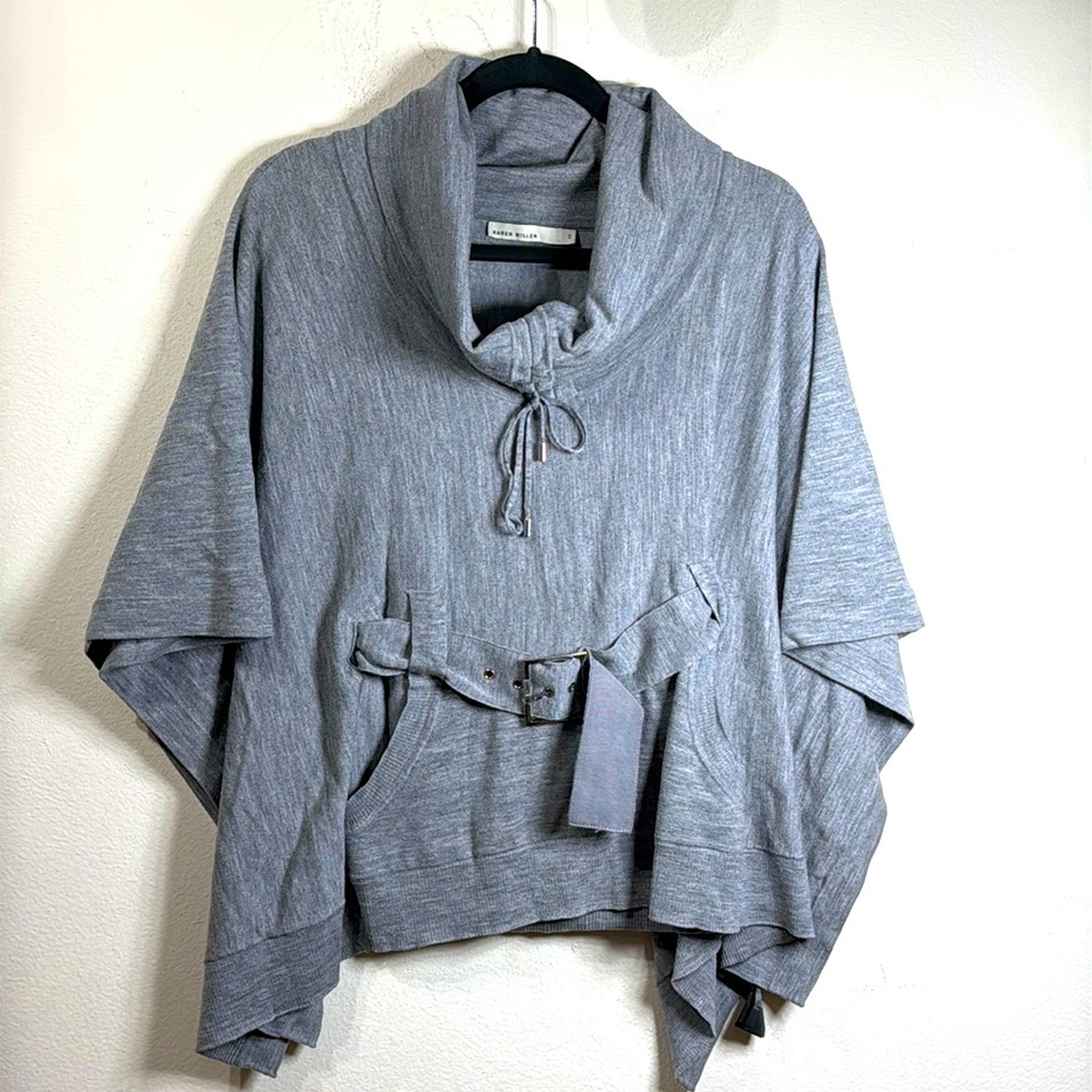 (W3) Karen Millen Grey Wool Blend Turtleneck Poncho, Size 2 - Picture 1 of 11